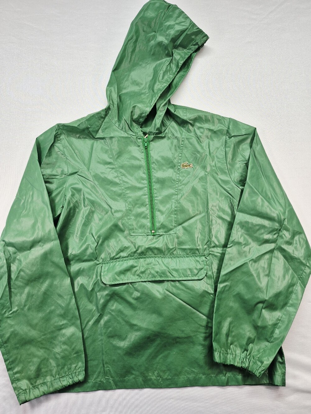 Lacoste Green Rain Coat Hooded Windbreaker Pullover Mens Large